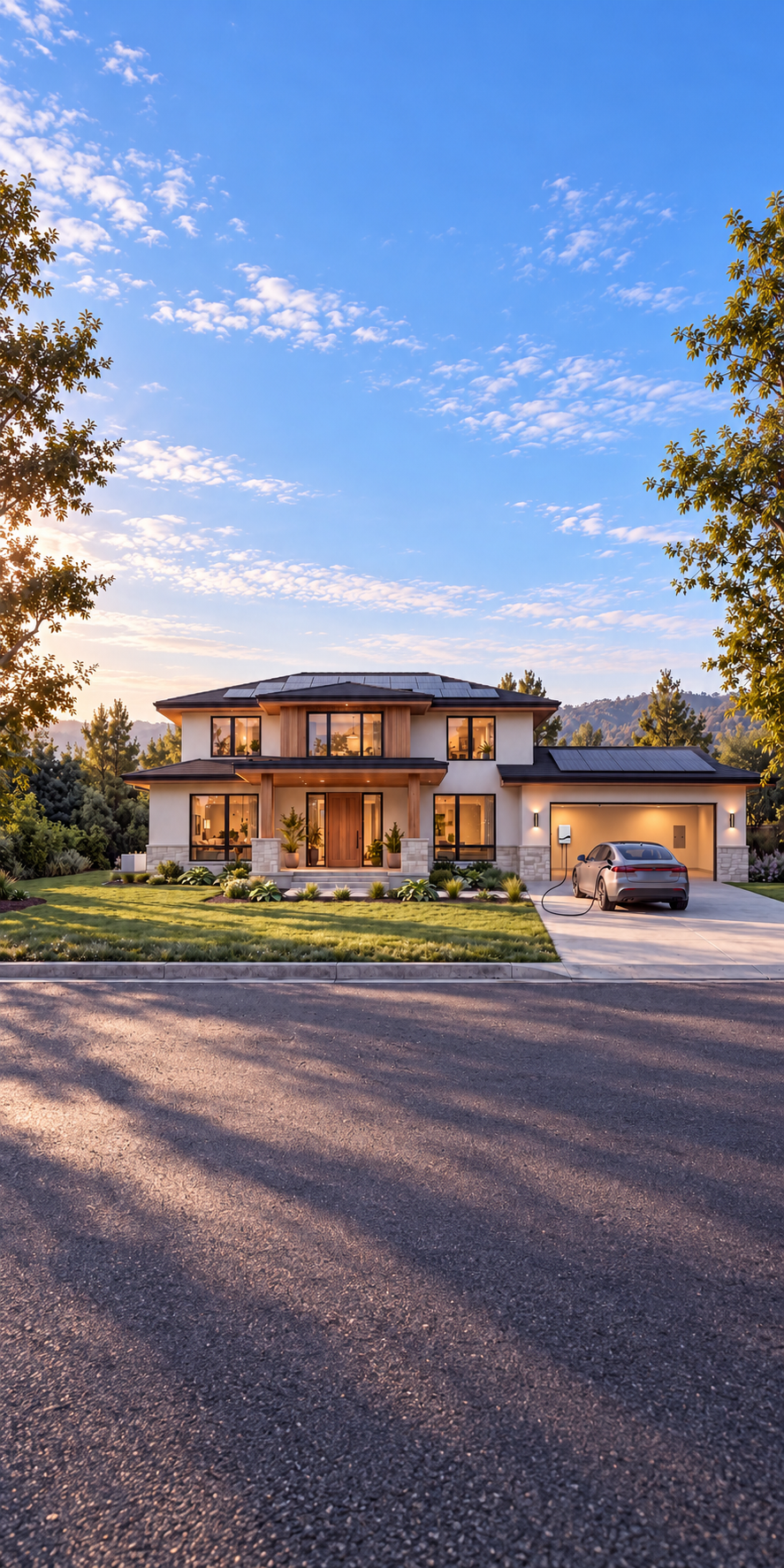 The full Emporia connected home, with garage, electric car and home battery.
